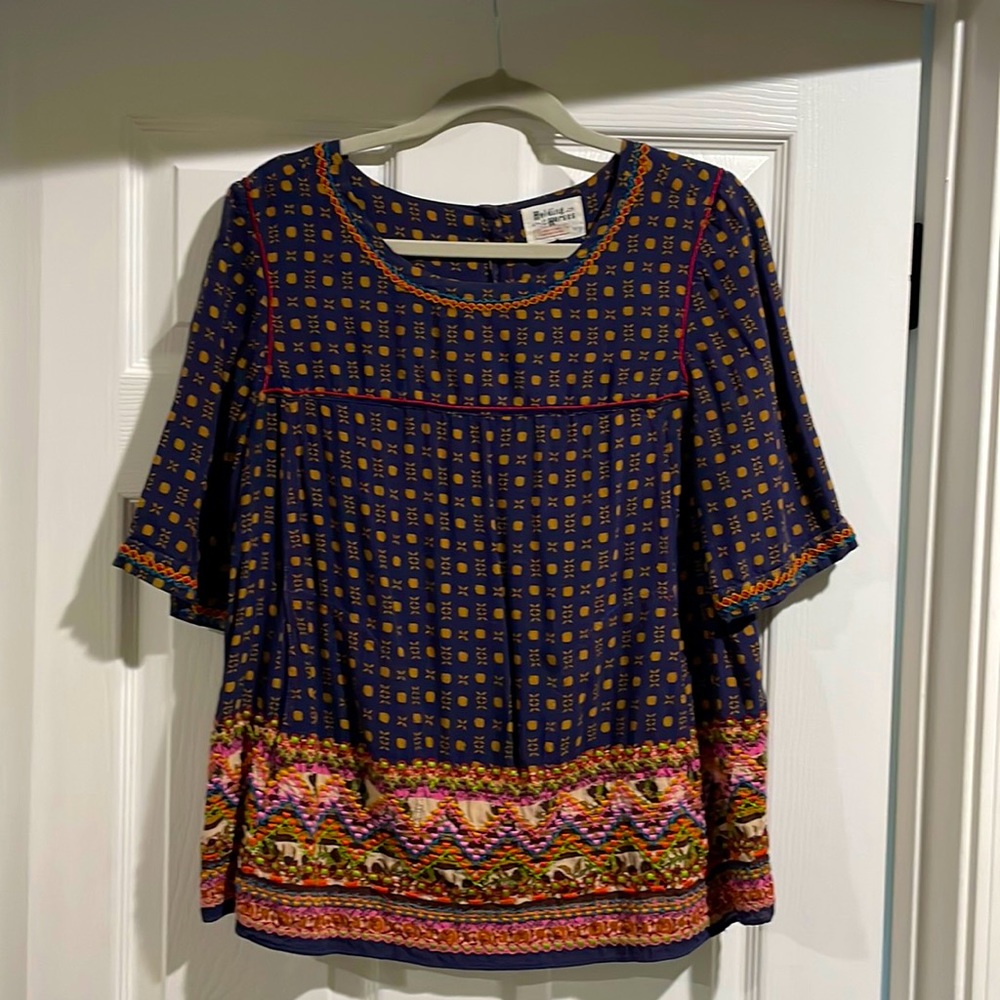 Anthropologie Holding Horses Embroidered Blouse with Pockets